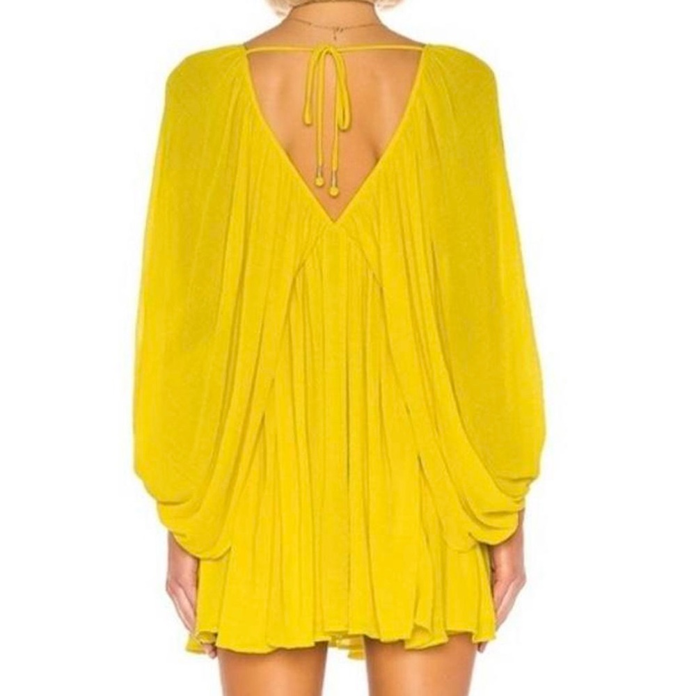 Tularosa Vibrant Yellow V-Neck Dress - Picture 2 of 8